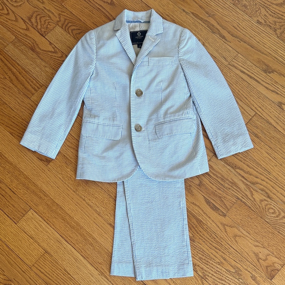 Crewcuts Boys Light Blue and White Seersucker Blazer & Pants Set
